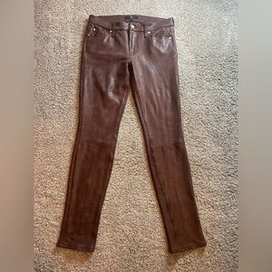 7 For All Mankind - Brown Faux Leather Pants. Size 28